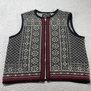 Kootenay Sweater Vest Womens Medium Black Fair Isle Wool Knit Full Zip Canada